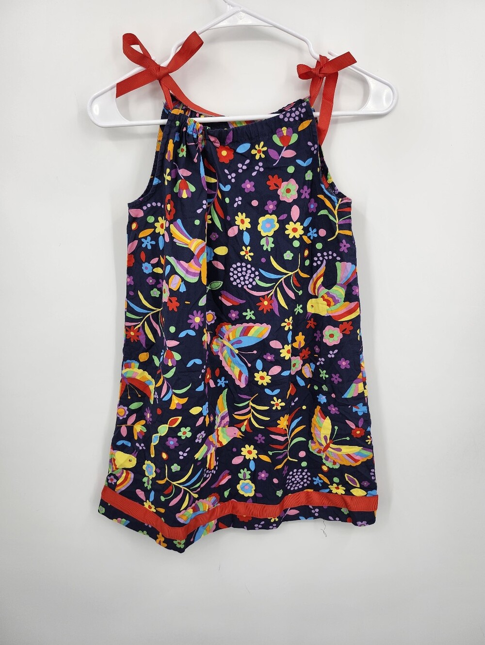 Hanna Andersson Anderson Girls Pillowcase Dress Birds Navy Flowers Size 130 8